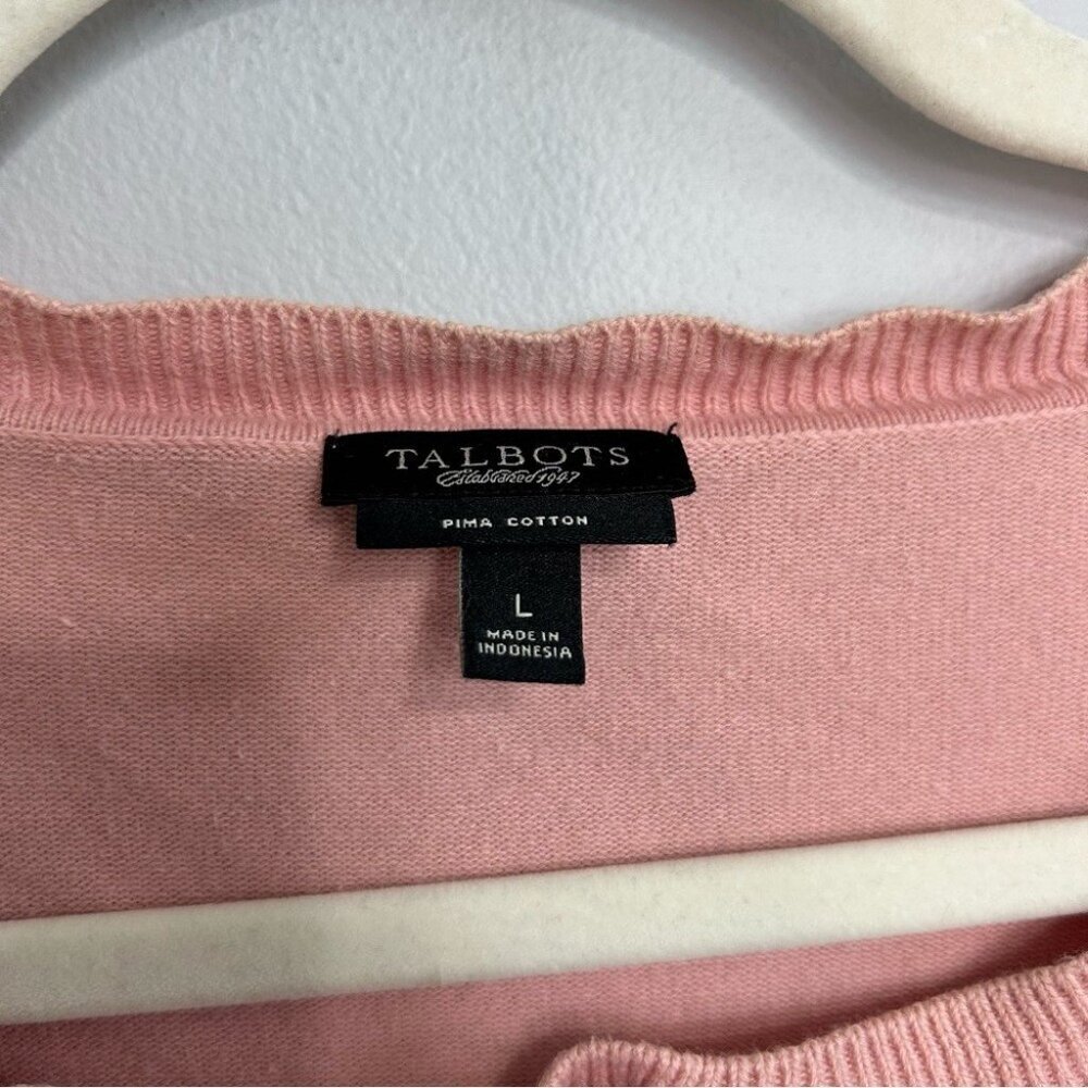 Talbots Soft Pink Knit Sweater Button Front Light… - image 2